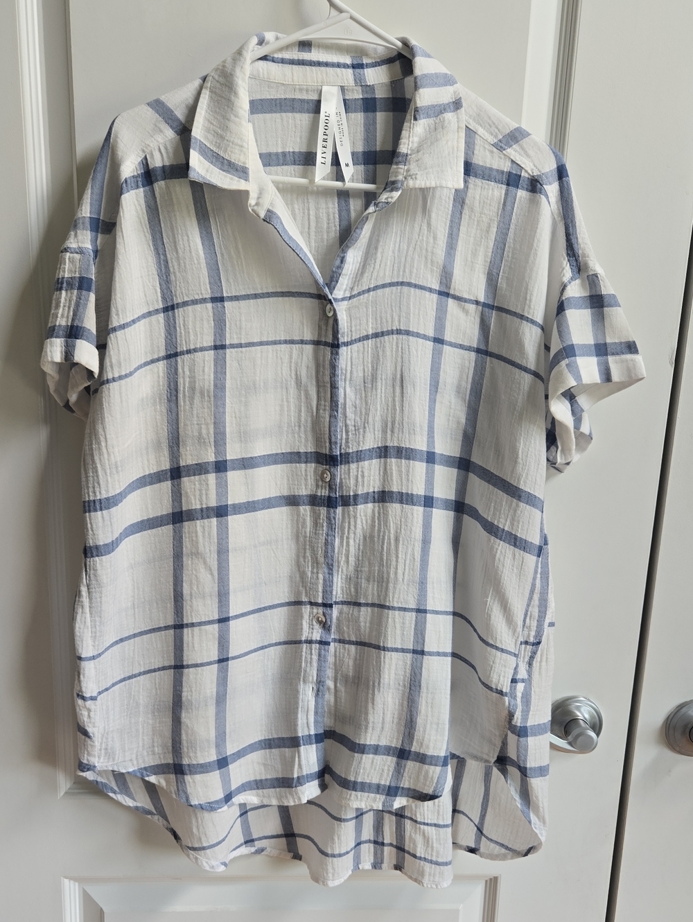 Liverpool Plaid Short-Sleeve Button-Down Shirt